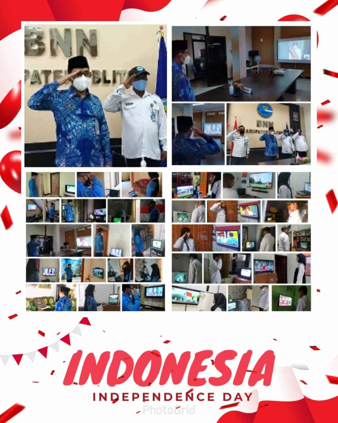 BNNK Blitar Mengikuti Upacara HUT RI ke-76 secara Virtual